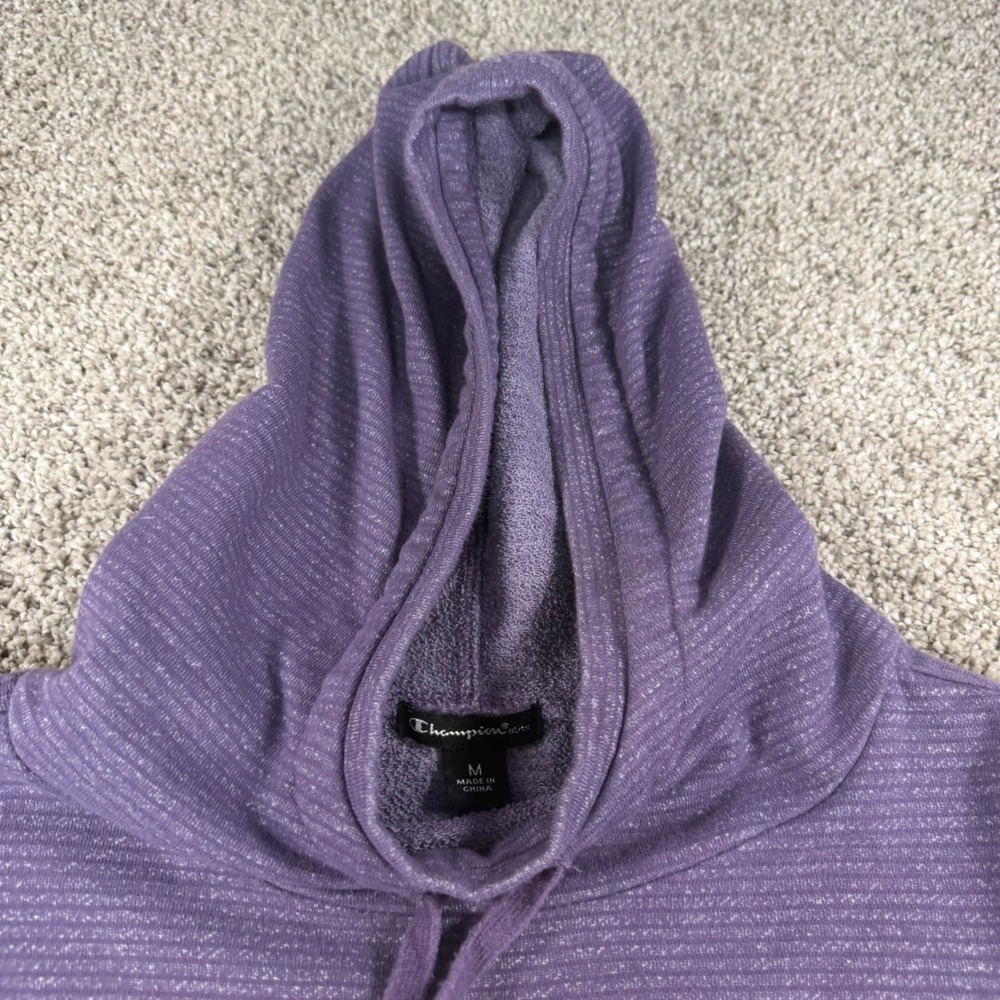 Champion Elite Womens Purple Textured Pullover Hoodie Sweatshirt Medium Ribbed - Picture 8 of 8
